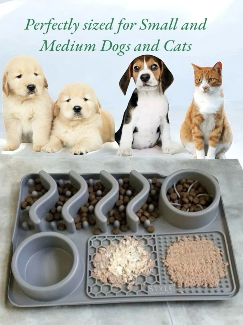 Lot 3 Multifunctional Silicone Slow Feeder Licking Mats for Dogs & Cats Gray